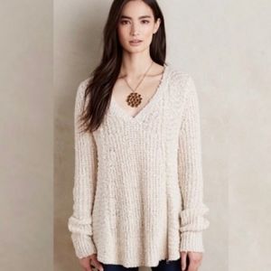Anthropologie MOTH V-Neck Nubby Side Zip Sweater